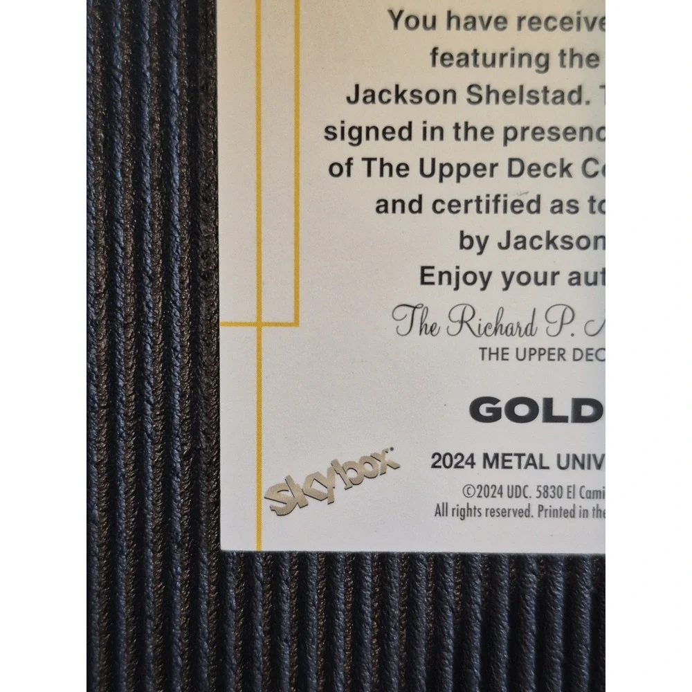 2024 Skybox Metal Universe Champions Jackson Shelstad #S-47 Gold Auto (SEE PICS)
